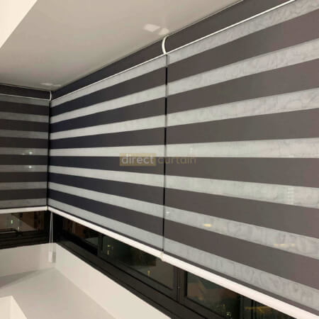 Korean Combi Zebra Blind – Blackout Charcoal Black - night view