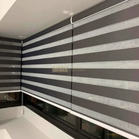 Korean Combi Zebra Blind – Blackout Charcoal Black - night view