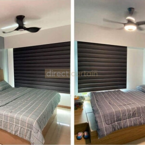 Korean Combi Blind – Blackout Echo Midnight Grey in common bedrooms bidadari