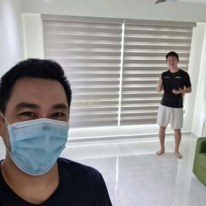 Korean Combi Blind – Blackout Oxford Ash Beige in Living Room - Happy Customer