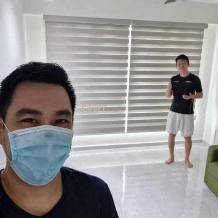 Korean Combi Blind – Blackout Oxford Ash Beige in Living Room - Happy Customer