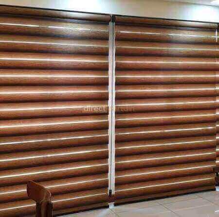 Korean Combi Blinds – Gradation Dark Brown in Sengkang HDB Living Room