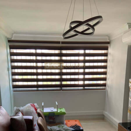 Korean Combi Zebra Blinds – Gradation Brown Black - Living Room