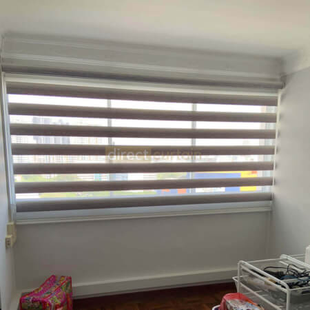 Korean Combi Zebra Blinds – Gradation White Grey - Study Room
