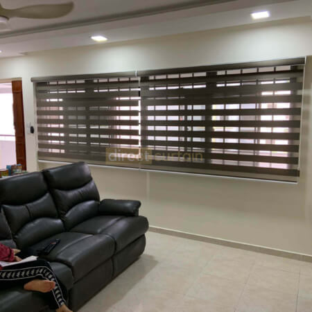 Korean Combi Zebra Rainbow Blind - Olive Brown