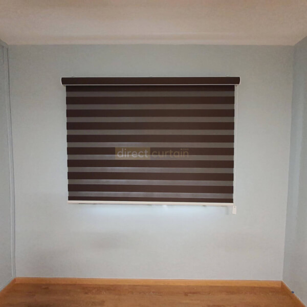 Korean Zebra Blind – Blackout Chocolate Brown