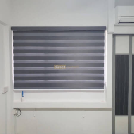 Korean Zebra Combi Blind – Blackout Oxford Grey in Master BedRoom HDB