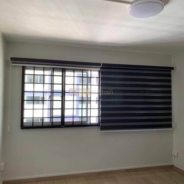 Korean Zebra Rainbow Combi Blind – Blackout Charcoal Black half closed-watermark