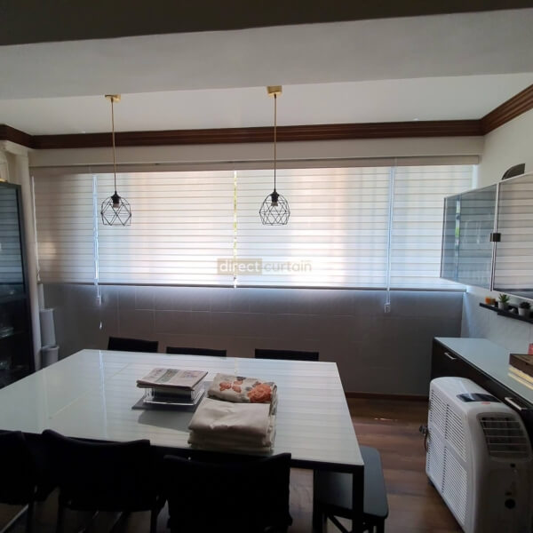 Korean Zebra Rainbow Combi Blind – Premium Dim-out Rib Barley Brown