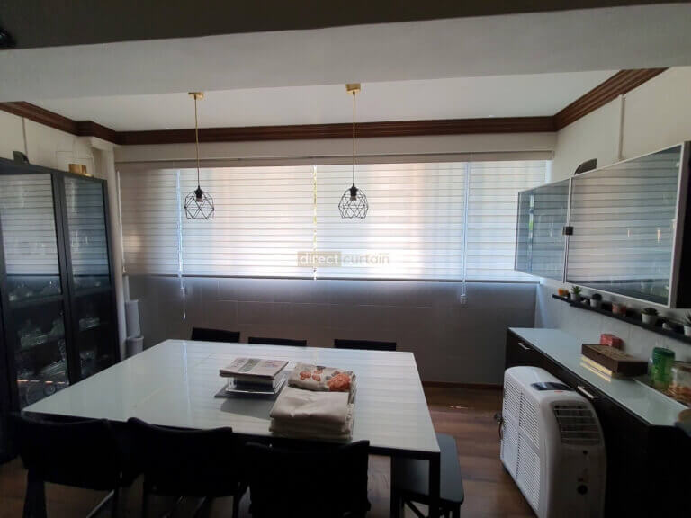 Korean Zebra Rainbow Combi Blind – Premium Dim-out Rib Barley Brown