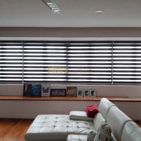 Zebra Blind – Blackout Chocolate Brown - Entertainment Room