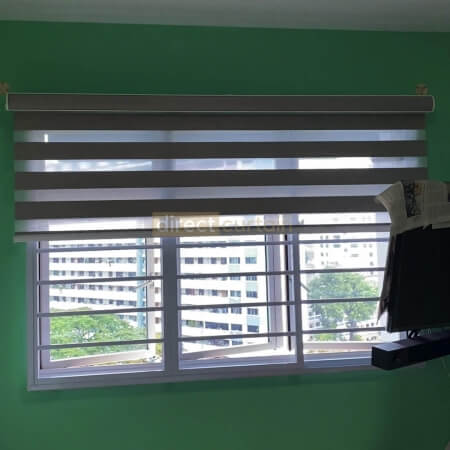 Korean Combi Blind – Oxford Pavillion Grey Brown SKU KBBO802 rolled up