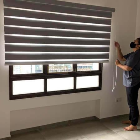 Korean Rainbow Blind – Blackout Oxford Grey Red Hill Singapore