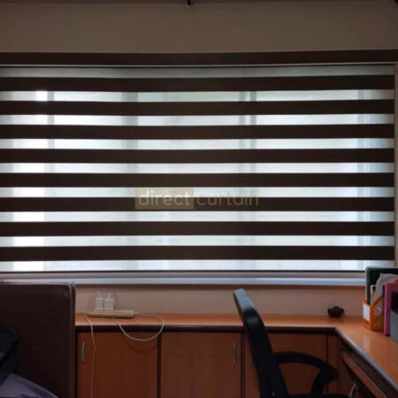 Korean Zebra Combi Blind – Blackout Oxford Brown Common Room