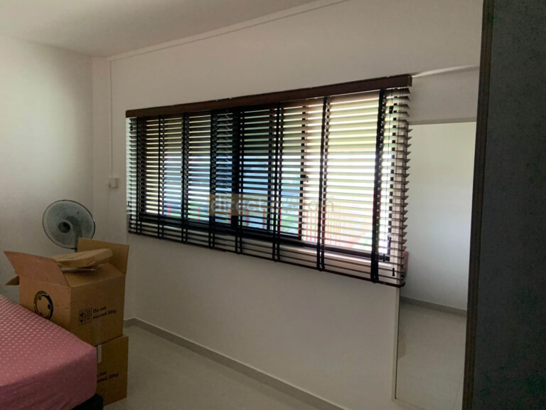 Fauxwood Polystyrene Venetian Blind – 50mm – Dark Wood Brown Jurong Singapore Bedroom