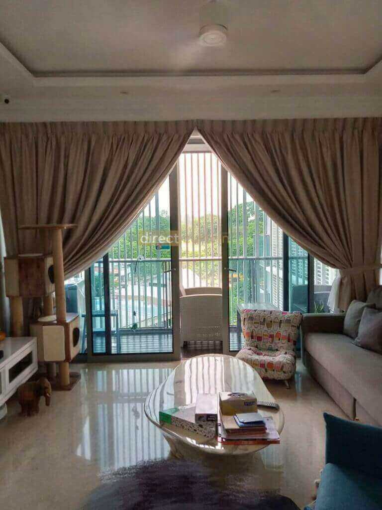 Dim-out Night Curtain - Dreamer Collection Beige under Natural Light - Living Room Thomsom Grand Singapore