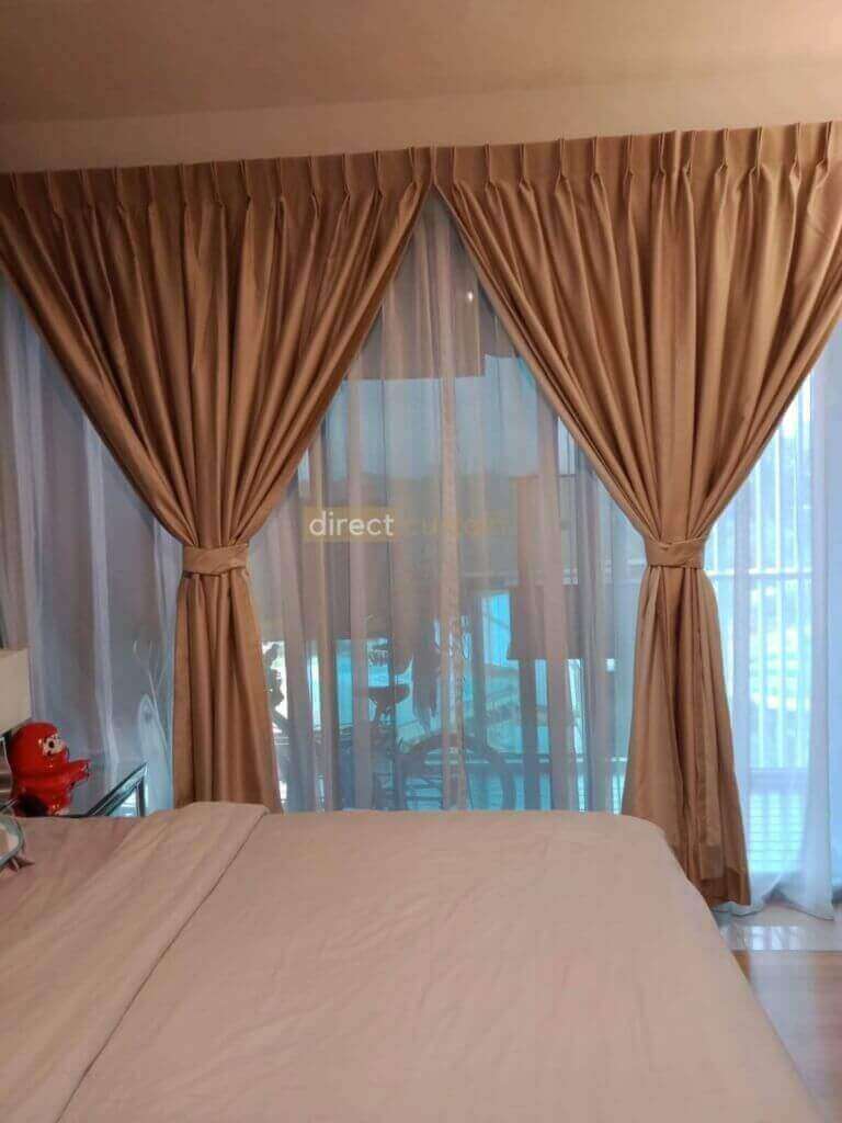 Dim-out Night Curtain - Dreamer Collection Beige under Warm Light - Master Bedroom Thomsom Grand Singapore
